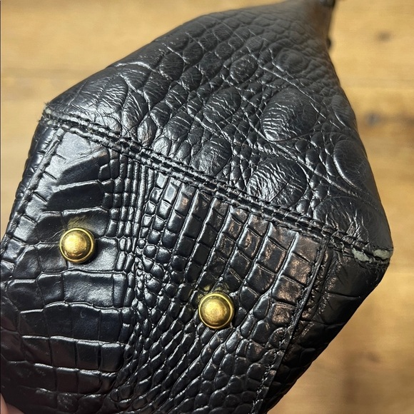 Brahmin Black Croc Embossed Leather Bag w/Detachable Shoulder Strap - Picture 7 of 10